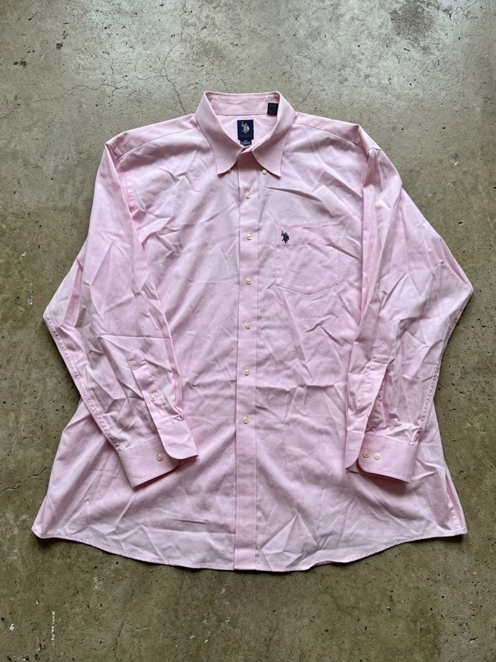U.S. Polo Assn. Light Pink Long-Sleeve Button-Down Dress Shirt Size XXL